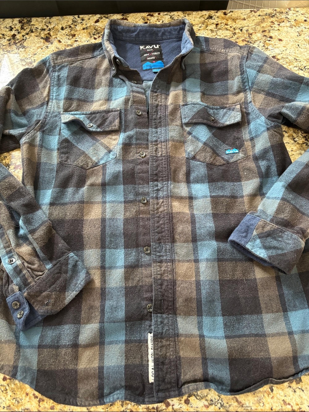 Kavu Men’s Blue & Gray Plaid Shirt Jacket